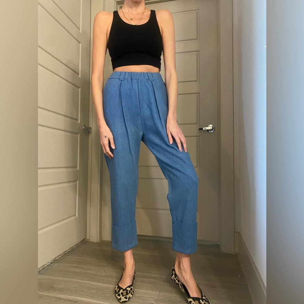 NWOT S. Kanouni high waisted cuff trousers med